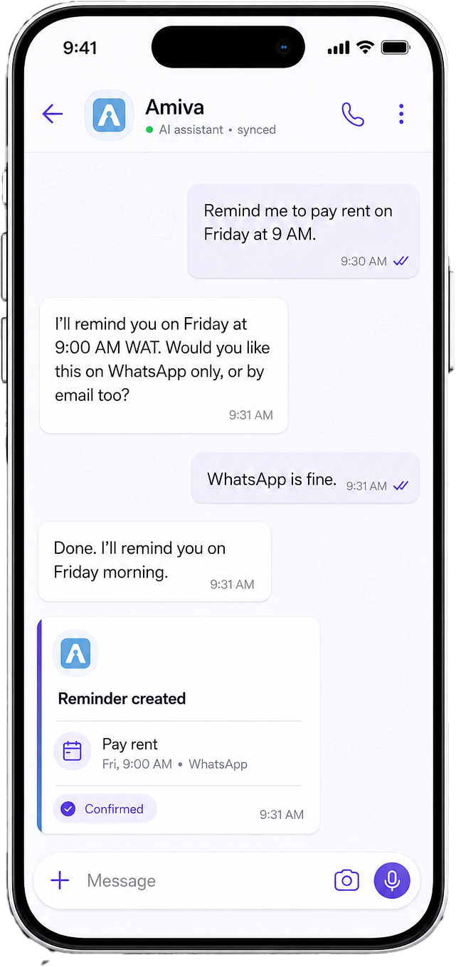 Amiva conversation on an iPhone